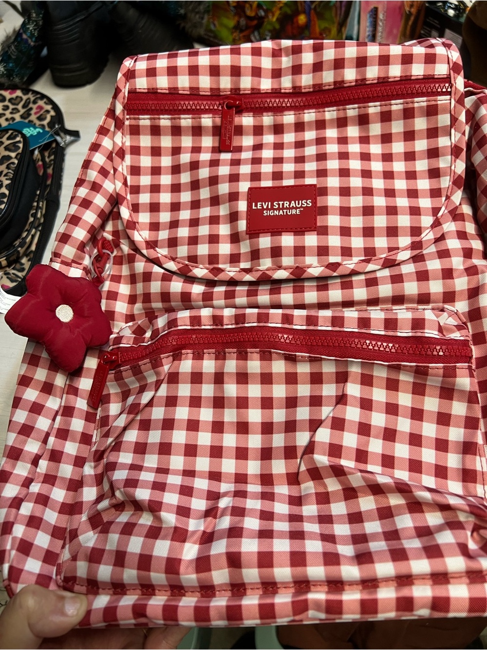Levi's Red and White Gingham Backpack